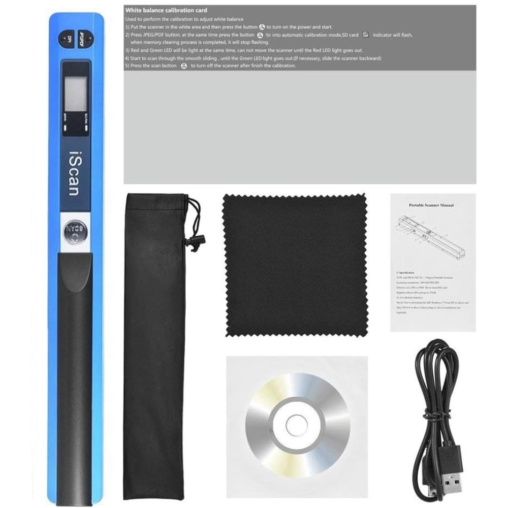 Portable 900DPI A4 Document Photo Scanner, 32GB SD Card, Plug & Play for Instant PDF/JPG Scans, for Business Receipts Books Smartphones & Computers