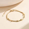 thumbnail image 3 of Flydeer Double Row Stretch Bracelet Gift for Women Stainless Steel Yellow Stackable Gold Jewelry Gift for Women, 3 of 6