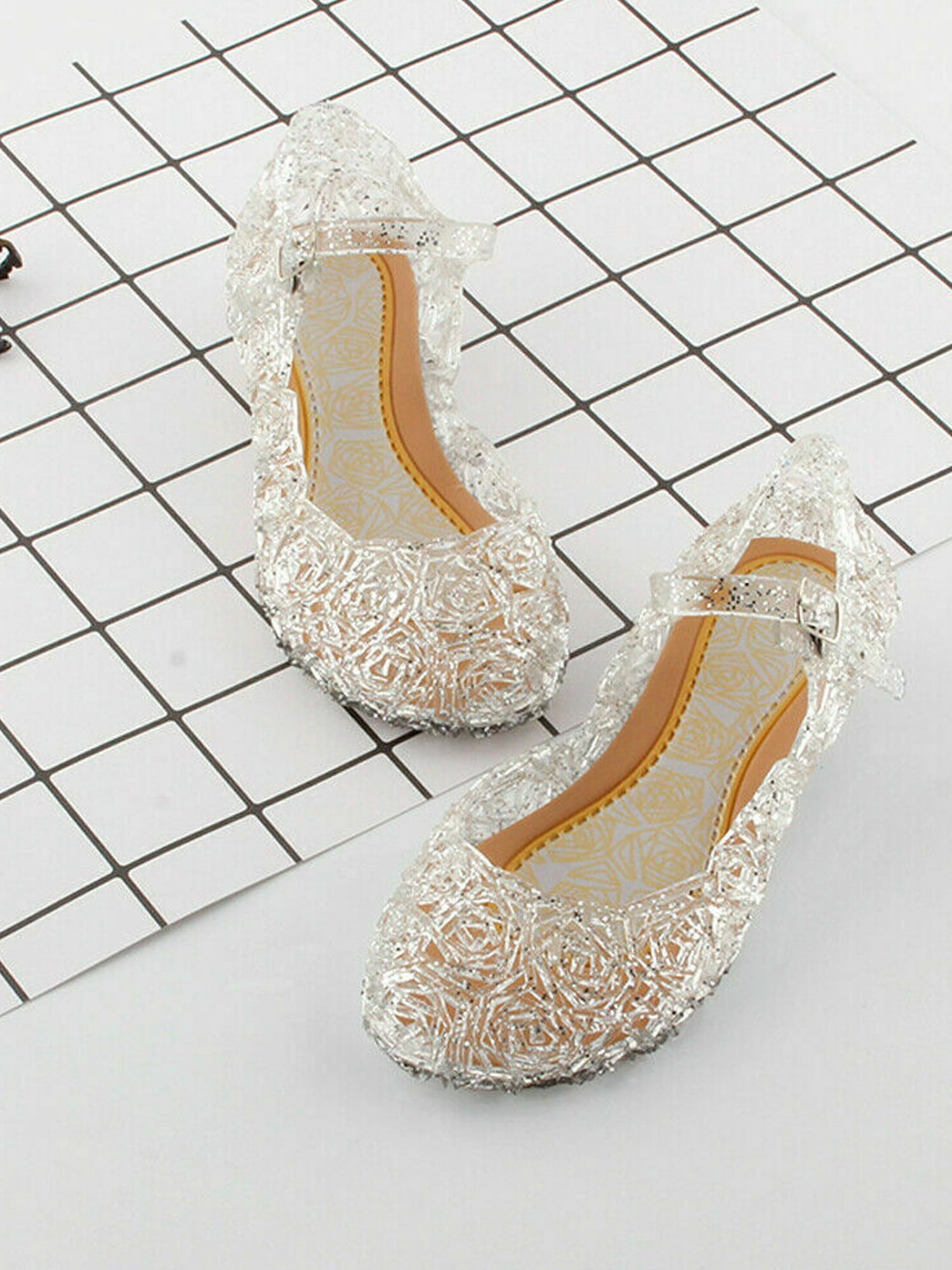 Woman Transparent Sandals Peep Toe Jelly Shoes for Women Bow Knot Crystal Flat Sandals Casual Summer Slides for Women & Girls