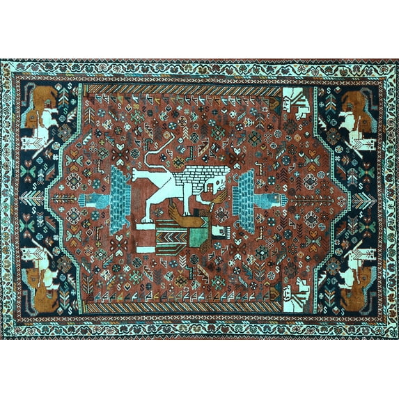 Ahgly Company Indoor Rectangle Animal Light Blue Traditional Area Rugs, 2' x 3'