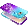 thumbnail image 4 of Nagebee Case for Samsung Galaxy S7 with Tempered Glass Screen Protector, Glitter Liquid Floating Gradient Sparkling Bling Diamond, Durable Girls Women Cute Case (Aqua/Purple), 4 of 5