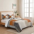 thumbnail image 5 of Twin XL Quilt Set 68''x98'', Burnt Orange Grey Lightweight Summer Bedspread Coverlet Set with 2 Pillow Shams, Modern Abstract Oil Painting Breathable All Season Quilt Bedding for Dorm/Guest Room, 5 of 9