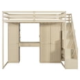 thumbnail image 6 of Harper & Bright Designs Full Size Loft Bed with Storage Stairs, Built-in Dressing Table & Wardrobe, High Loft Bed Frame with Mirror, USB Charging & Lights for Bedroom, Beige, 6 of 20