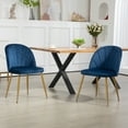 thumbnail image 5 of Newnno Velvelt Dining Chair Modern Upholstered Armless Dining Chairwith Mental Legs for Kitchen Living Room Set of 2, Dark Blue, 5 of 6