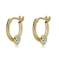 thumbnail image 2 of AVORA 10K Yellow Gold 10mm Heart Hoop Earrings with Simulated Diamond CZ, 2 of 6