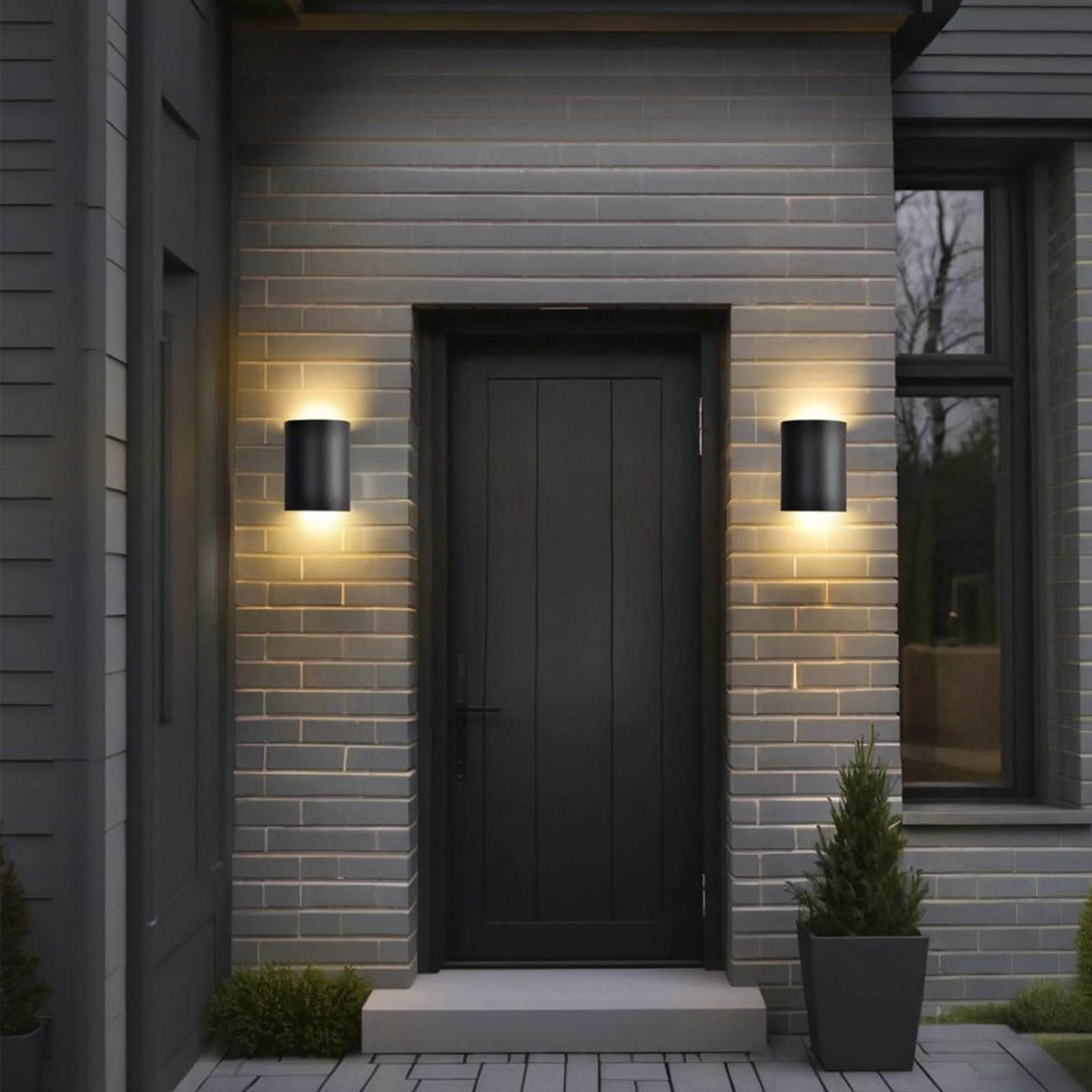 Modern Outdoor Wall Light Black LED Up & Down Sconce, 20W 3000K Waterproof Exterior Light for Porch Patio