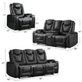 thumbnail image 3 of Bonzy Home Electric Power Recliner Chairs Sofa Set Theater Seating with Console Living Room Furniture Set, Cup Holders, Hidden Arm Storage, USB Ports Black, 3 of 6