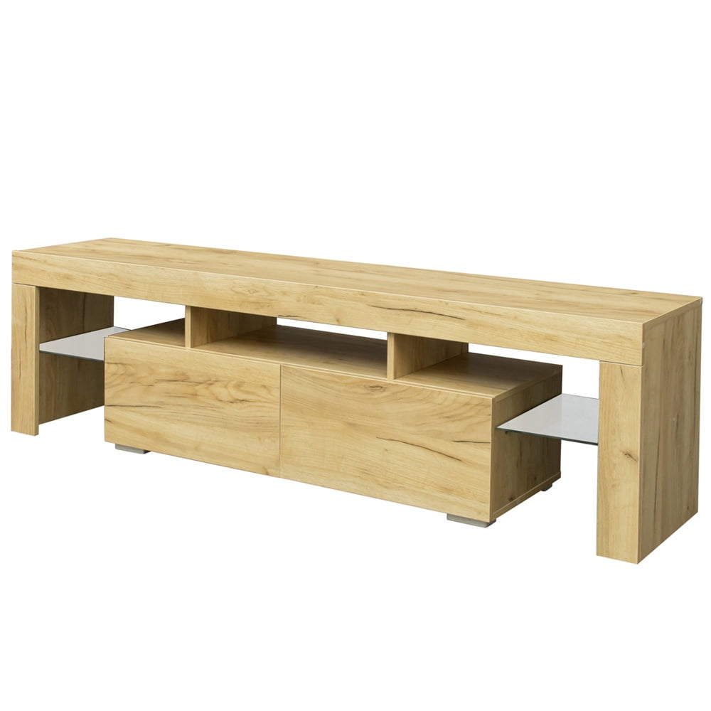 Buy TV Console SEGMART Oak TV Stand with LED Lights, High