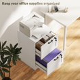 thumbnail image 3 of White Vertical File Cabinet with 2 Lockable Drawers, MDF Office Storage Cabinet for A4 & Letter Size Files, Compact Printer Stand for Home Office, Workspace, 15.7"W x 15.7"D x 28"H, 3 of 7