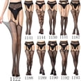 thumbnail image 4 of Medias de red con tiras sexuales Medias de seda Súper elásticas Pantalones de liguero sexys para mujer Medias de red fina abiertas antideslizantes, 4 of 6
