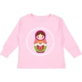 thumbnail image 3 of Inktastic Matryoshka Russian Cute Pink Nesting Doll Girls Long Sleeve Toddler T-Shirt, 3 of 5