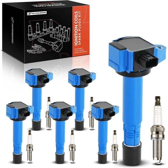 A-Premium Blue Set of 12 Ignition Coil Pack and Iridium Spark Plugs Compatible with Honda Accord 2013-2017, Pilot 2016-2019, Odyssey 2018-2019, Ridgeline 2017-2019, Crosstour & Acura RDX, TLX, RLX