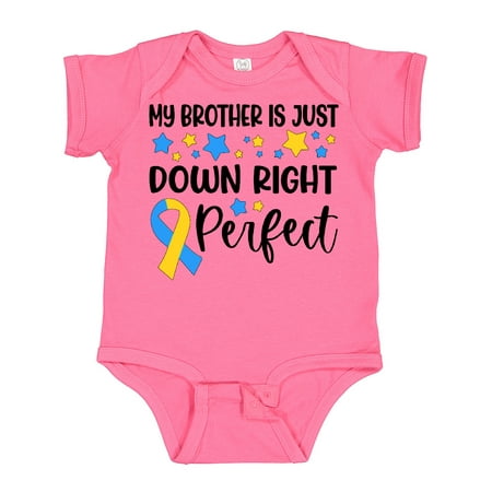 

Inktastic My Brother is Just Down Right Perfect- Down Syndrome Awareness Ribbon Boys or Girls Baby Bodysuit
