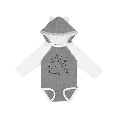 

Inktastic Meh Narwhal Gift Baby Boy or Baby Girl Long Sleeve Bodysuit