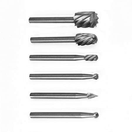 

BAMILL 6pcs/Set HSS Router Drill Bits Kit Rotary Burrs Tool Wood Metal Carving Milling