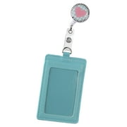 PR ESSENTIALS Band Women's Adult Badge Reel with Heart Design and Light Blue Imitation Leather Pocket