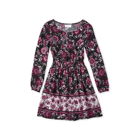 The Children's Place Long Sleeve Floral Print Peasant Dress (Big Girls)
