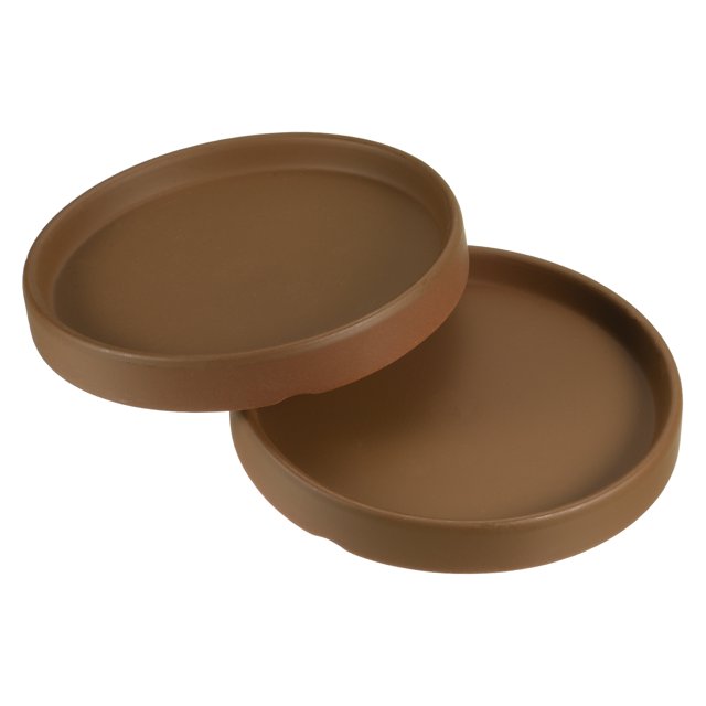 Unique Bargains 4.5' Ceramic Round Planter Saucer Flower Pot Drip Tray Coaster, Brown 2 Pack