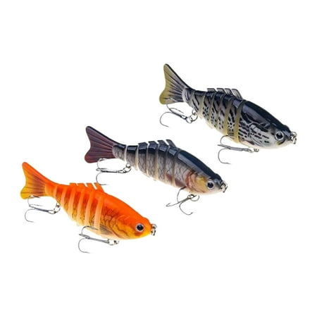 QccHieUs 3 Pieces Fishing Lures Metal Spinnerbaits Crankbait Fishing Gifts Segmented Hard Style B