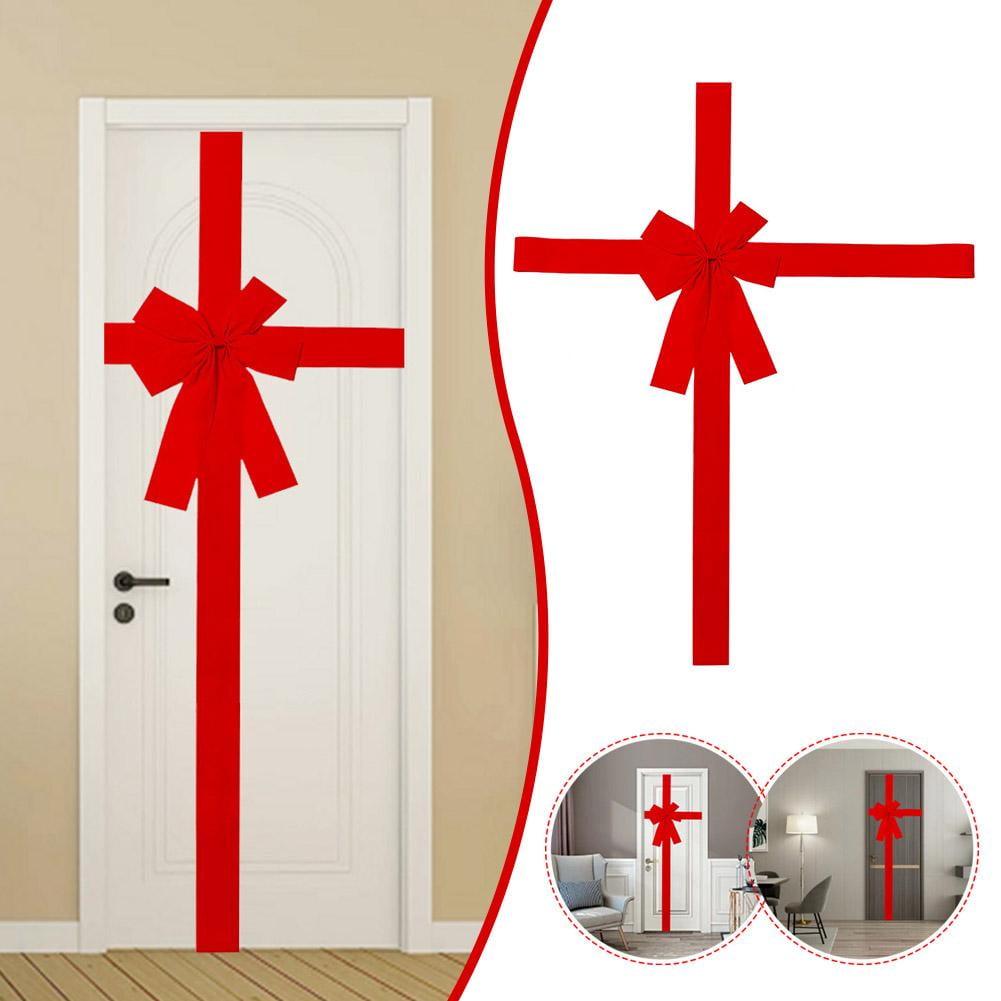 Clerance! Christmas Cabinet Door Ribbon Big Red Bow Large Door Lace Christmas Tree Bow