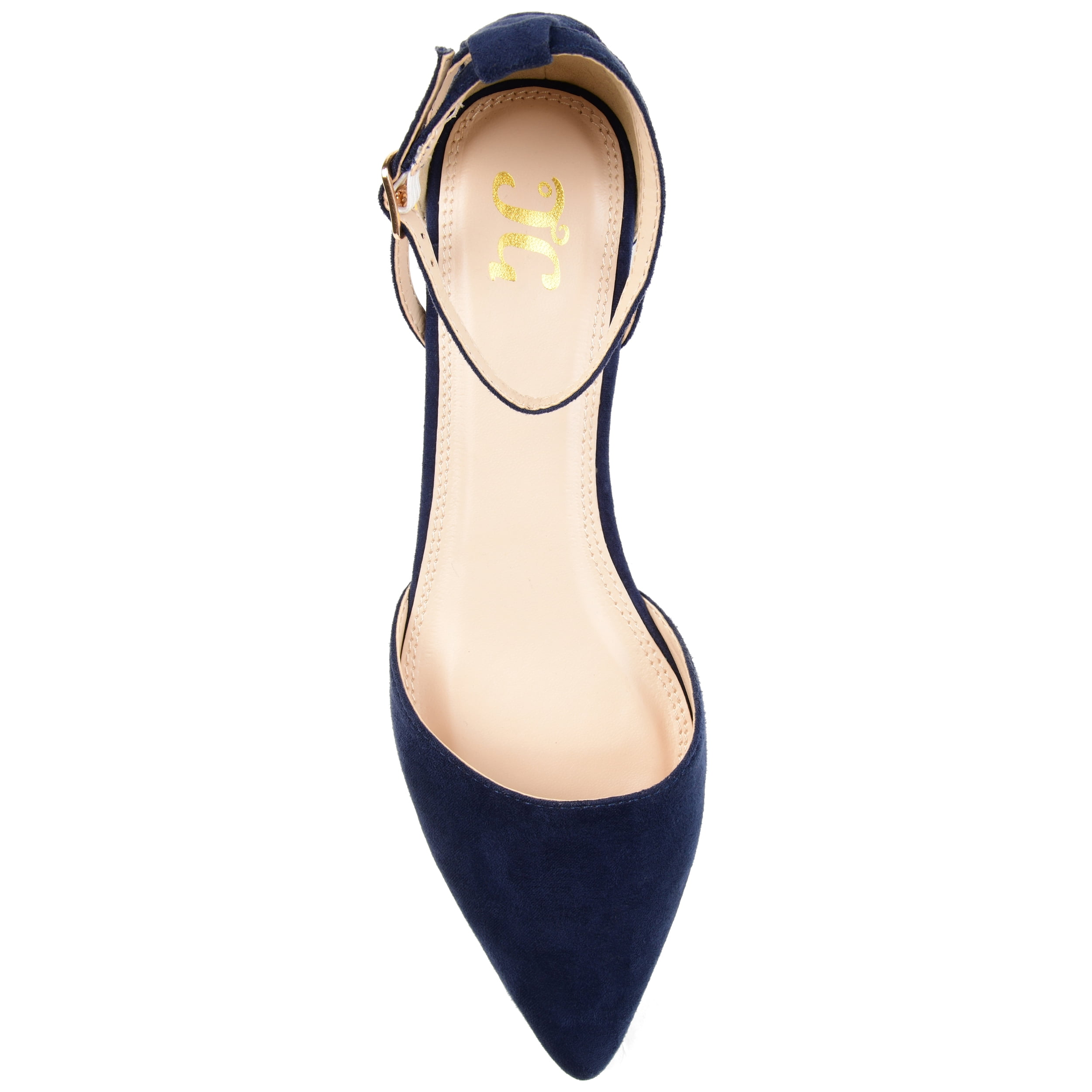 Journee Womens Arkie Buckle Pointed Toe Sliver Wedge