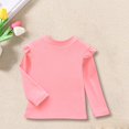 thumbnail image 2 of Ruyang Baby Girls Ruffle Tops Plain Long Sleeve Crewneck Cute Shirt Kids Cotton Thermal Tshirt Solid Soft Basic Tee, 2 of 9
