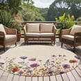 thumbnail image 4 of Round Rugs 5Ft, Purple Red Spring Floral Round Area Rug Washable Indoor Throw Carpet, Watercolor Botanical Summer Flowers Soft Non Slip Circle Rug for Cabinet Bathroom Home Decor Aesthetic, 4 of 8