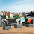 thumbnail image 3 of Patiojoy 8-Piece Outdoor Wicker Rattan Conversation Sofa Set w/ Storage Table Black, 3 of 7