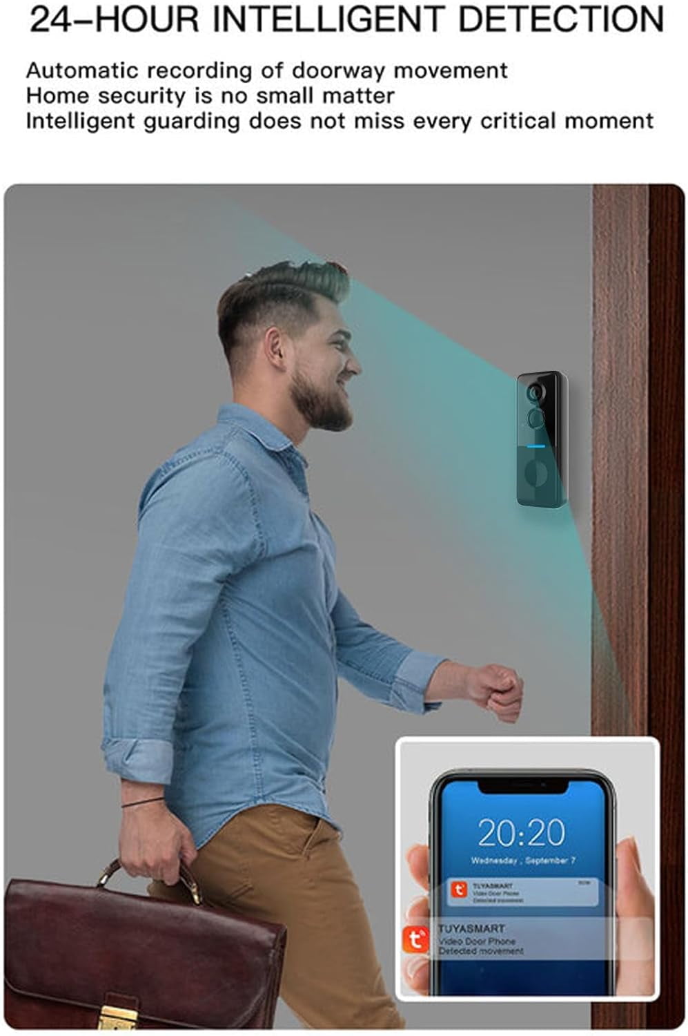 3MP Wi-Fi Wireless Video Doorbell, Black