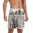 thumbnail image 2 of Balery retro tractor Pattern Men's Cotton Knit Pajama Shorts Waistband & Pockets,Short Pajama Pants-Small, 2 of 6