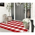 thumbnail image 6 of Christmas Outdoor Rugs 3' x 5'Red White Buffalo Plaid Front Porch Rug Hand-Woven Machine Washable Indoor/Outdoor Layered Door Mats for Entryway/Bedroom/Outdoor, 6 of 16