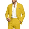 thumbnail image 6 of Dwelliawo Cotton Linen Sport Coat Summer Blazer Men Casual Business Suit Jacket | Blazer 5 Button Notch Lapel,Lightweight Linen Fabric,Soft Suit Blazer for All Day Comfort Yellow L, 6 of 7