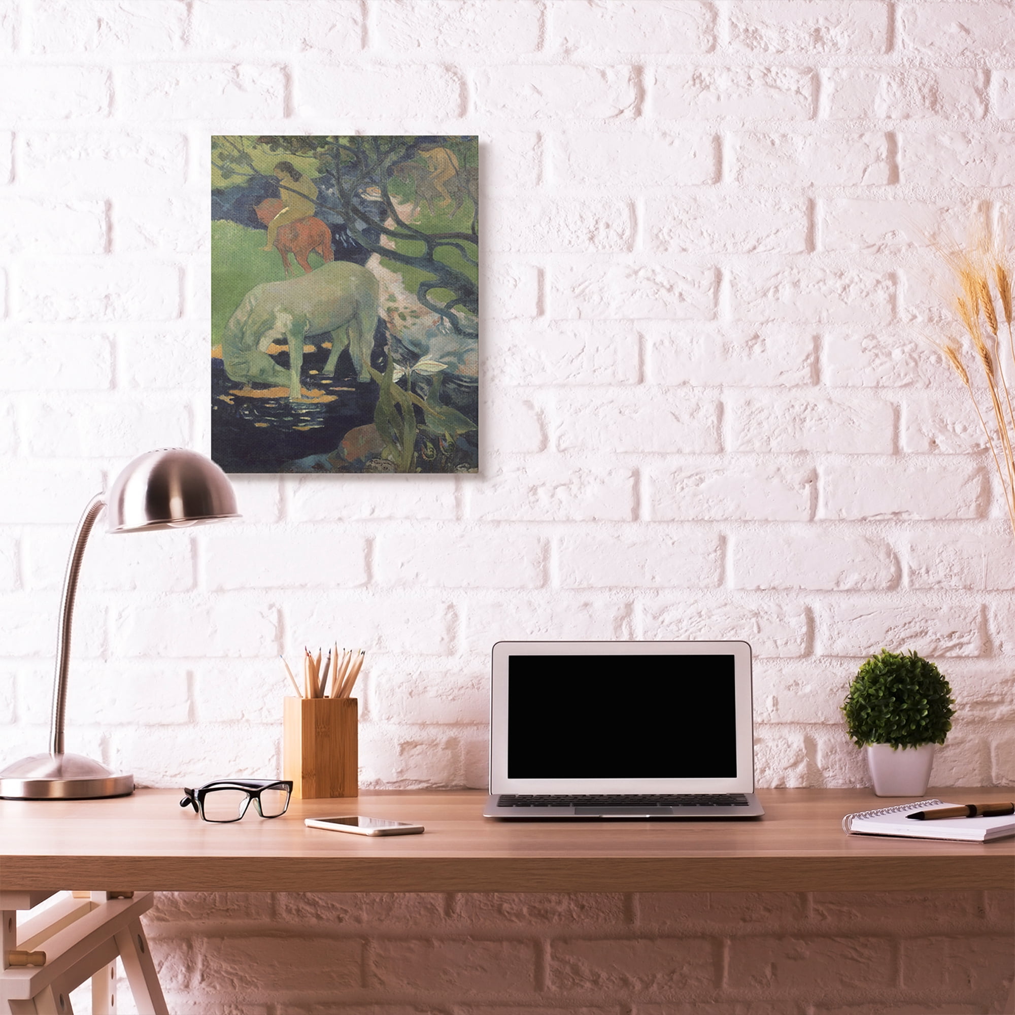 Stupell Home Décor Horses Bathing Native Figures Classic Painting Canvas Wall Art by Paul Gauguin