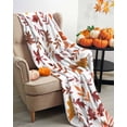 thumbnail image 3 of Fall Maple Flannel Blanket for Bed,Travel and Camping, Leaves Thanksgiving Eucalyptus Leaves Farmhouse Super Soft Cozy Blanket for All Seasons 60"x80", 3 of 6