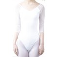 thumbnail image 4 of Classic Sheer Adult 3/4 Sleeve Leotard Top Ladies Workout Dancewear Bodysuit, 4 of 9