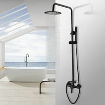 Black Shower Faucet Set 8" Rain Shower Head 3-Way Mixer Tub Spout Wall Mounted