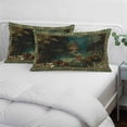 thumbnail image 3 of Forest Pillow Covers, Linen Long Throw Pillow Case, Spring Oil Painting Country Cabin Trees Flower Holiday Pillow Protector Decorative Cushion Cover for Living Room/Bedroom 20" x 36", 3 of 8