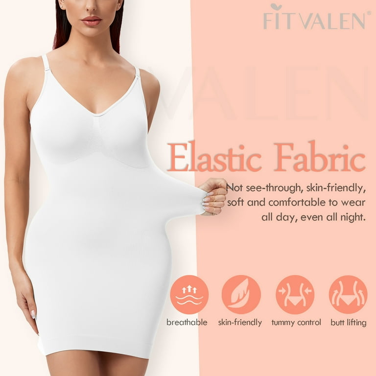 FITVALEN Full Slips for Women Under Dresses Tummy Control Dress Slip  Shapewear Seamless Body Shaper Cami 