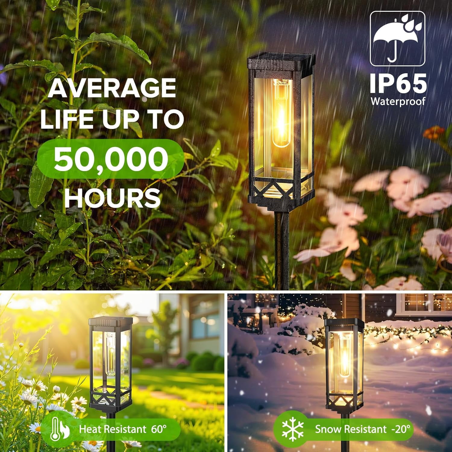 Solar Pathway Lights Outdoor, 8 Pack Upgraded Brighter Solar Garden Lights Solar Powered, Up To 15 Hours Outdoor Solar Lights for Yard Landscape Lighting Path Walkway Driveway Sidewalk