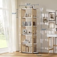 thumbnail image 3 of Memoryfield 6-Tier Industrial Bookshelf, Rustic Wood Bookcase with Metal Frame, Open Storage Display Rack for Living Room Office Bedroom, White, 3 of 8