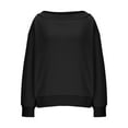thumbnail image 6 of Sevevn Women's Oversized Sweatshirts Long Sleeve Off The Shoulder Collar Pullover Tops Sales Today Black L, 6 of 8