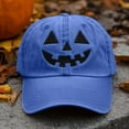 thumbnail image 2 of GBSYEWXS Men Baseball Cap Washed Distressed Pumpkin Print Blue Hat All-Season, 2 of 3