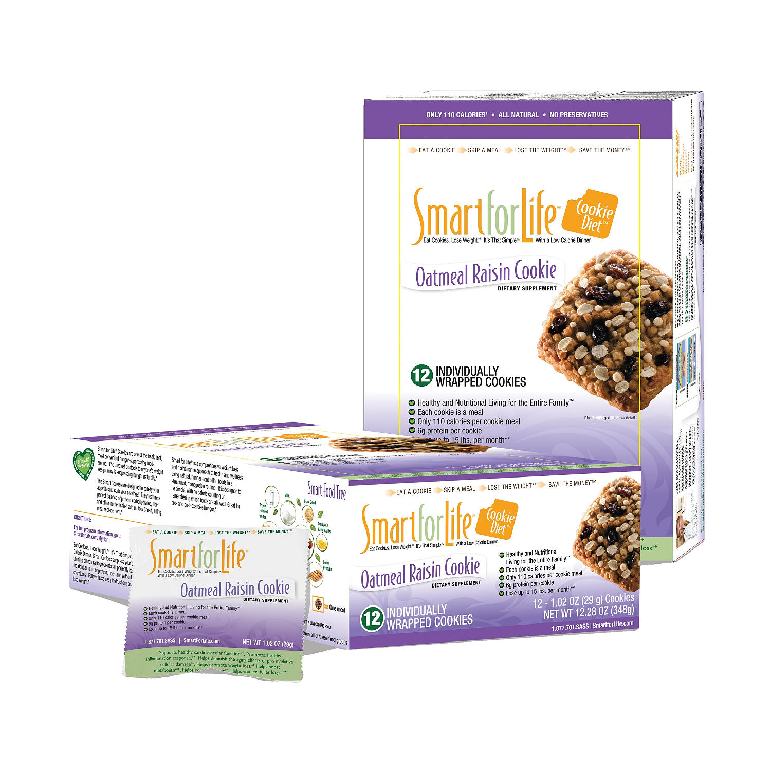Smart for Life Cookie Diet Meal Replacements Oatmeal Raisin 12 ct