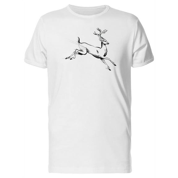 Running Deer Vintage Sketch T-Shirt Men -Image by Shutterstock, Male 3X-Large