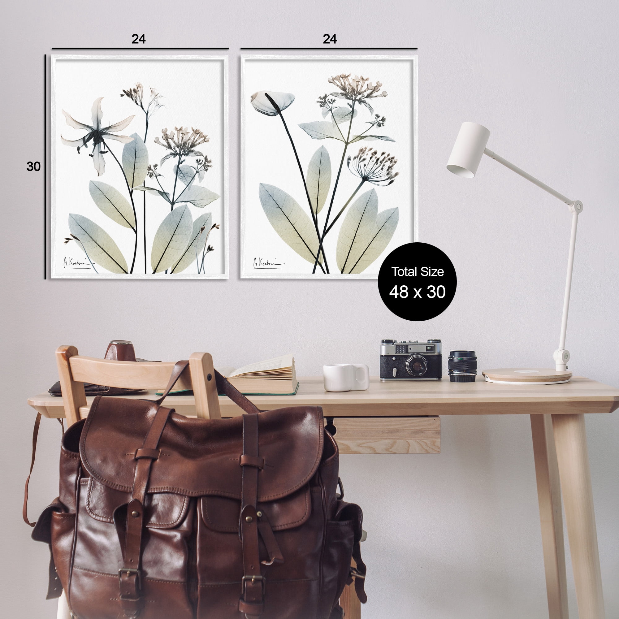 Stupell Industries Modern Budding Blooms Botanical & Floral Photography White Framed Art Print Wall Art, 24 x 30, Set of 2