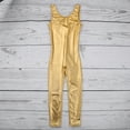 thumbnail image 4 of Miaeowve Kids Girls Dance Unitards Shiny Metallic Sleeveless Full Body Leotards Gymnastic Bodysuit Dancewear Gold 9-10, 4 of 7