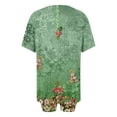 thumbnail image 5 of New for Fall! HIMIWAY Shirt&Short suit for Women Stylish Sleek Modern Versatile Ensemble Vintage Floral Round Neck 2pc Set Refreshing and Fashion-Forward Green S, 5 of 6