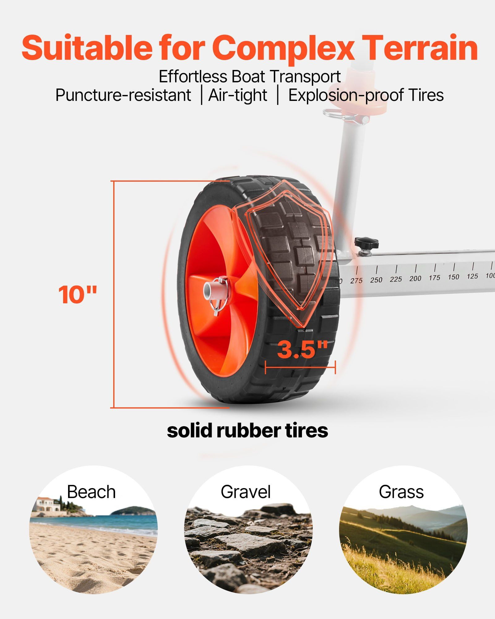 CAFORKP Kayak Cart, 230 lbs Load Capacity, Canoe Dolly with 10" Solid PU Tires & Kickstand