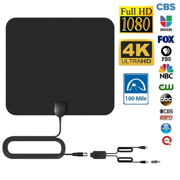 Tv Antenna - Updated 2021 New Version Amplified Digital Hdtv Antenna, 100  Miles Range Signal Booster For 4K 1080P Fire Tv Stick Local Channels And  All Tv's - Walmart.com