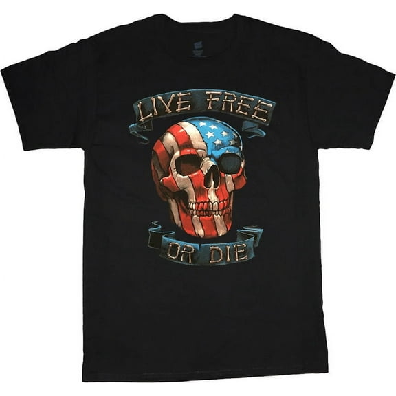 Live Free or Die Biker Skull T-shirt Men's Graphic Tee